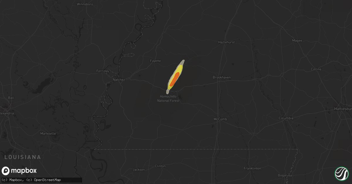 Hail map in Meadville, MS on February 21, 2018
