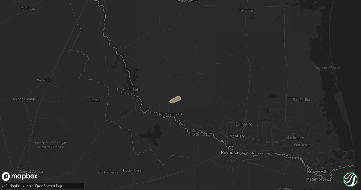 Hail map in Rio Grande City, TX on February 21, 2018