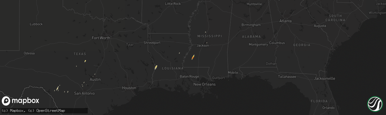 Hail map on February 21, 2018