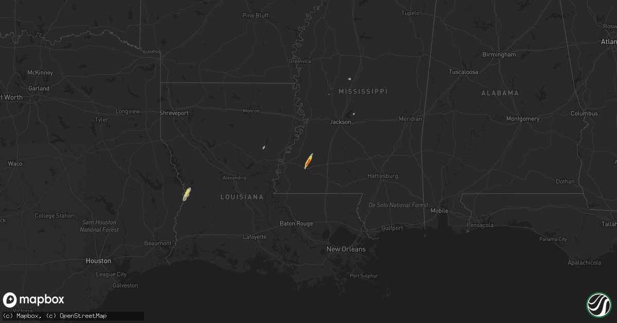 Hail map on February 21, 2018