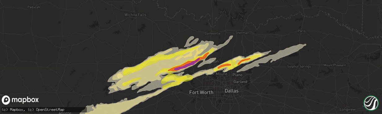 Hail map in Decatur, TX on February 21, 2022