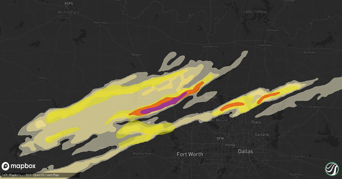 Hail map in Decatur, TX on February 21, 2022