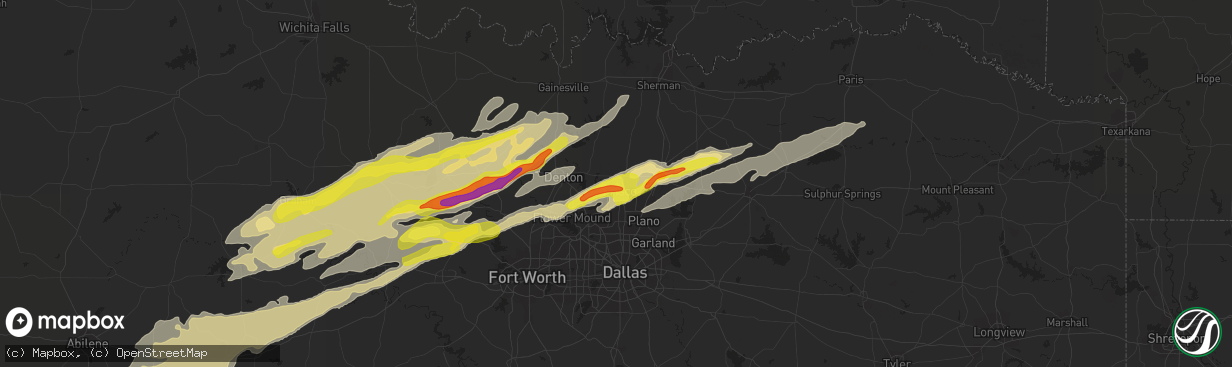 Hail map in Frisco, TX on February 21, 2022