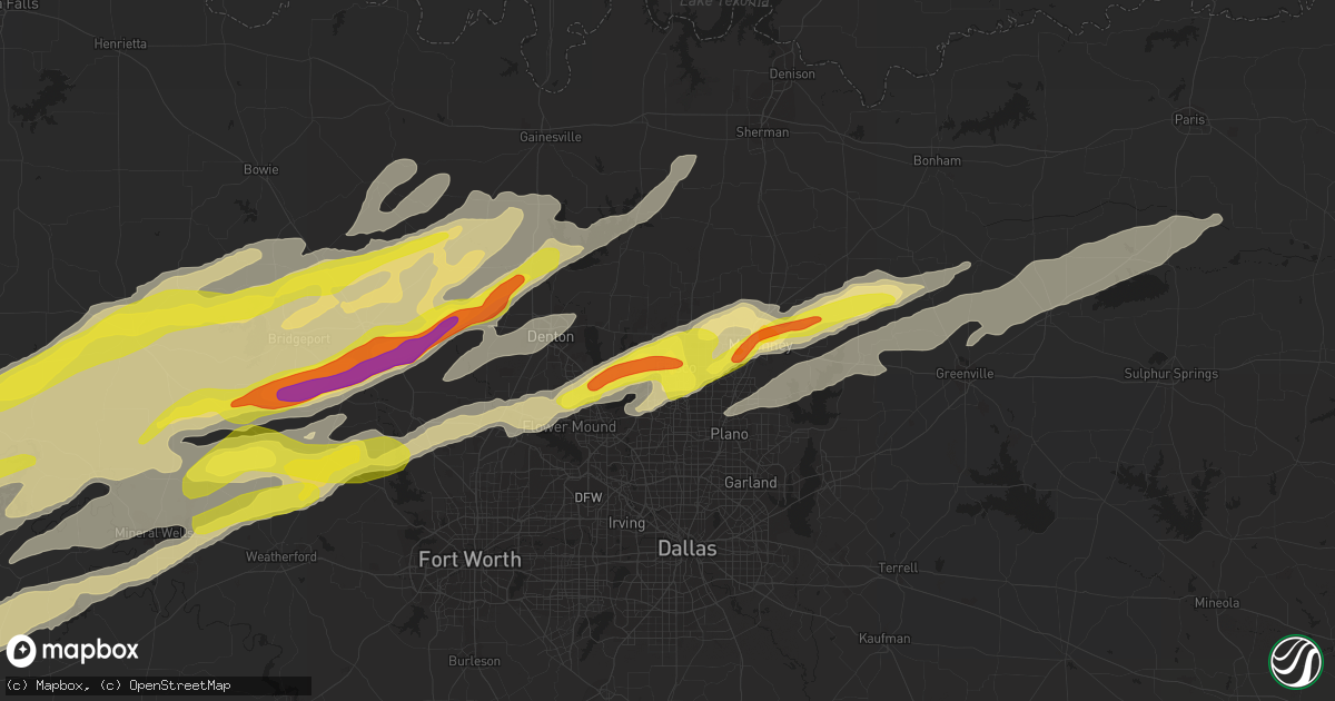 Hail map in Frisco, TX on February 21, 2022
