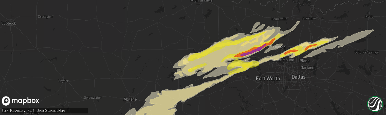 Hail map in Graham, TX on February 21, 2022