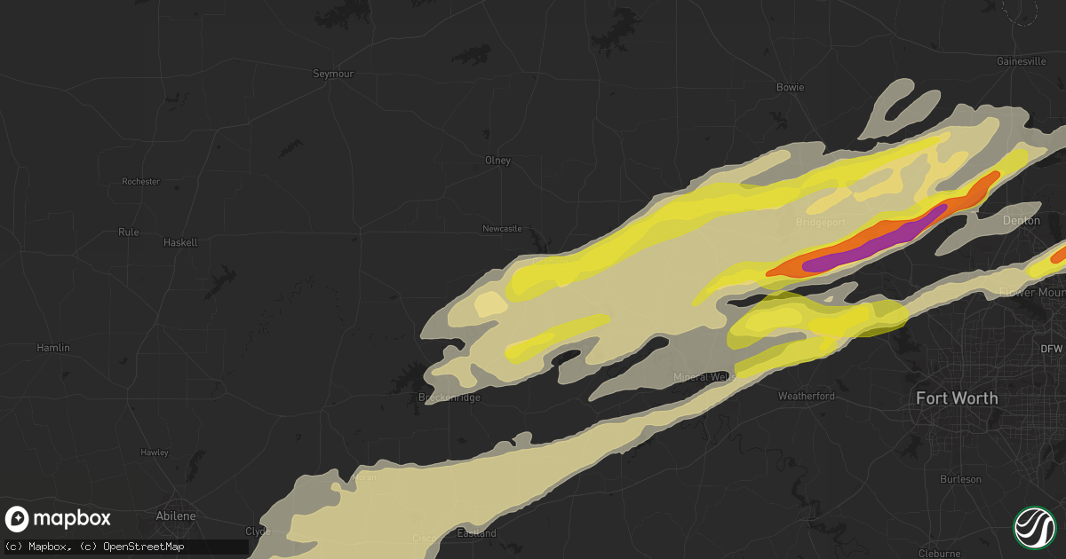 Hail map in Graham, TX on February 21, 2022