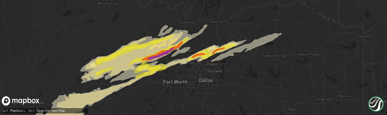 Hail map in Lake Dallas, TX on February 21, 2022