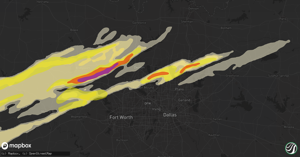Hail map in Lake Dallas, TX on February 21, 2022