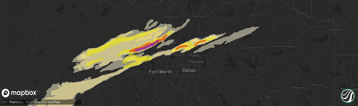 Hail map in Lewisville, TX on February 21, 2022