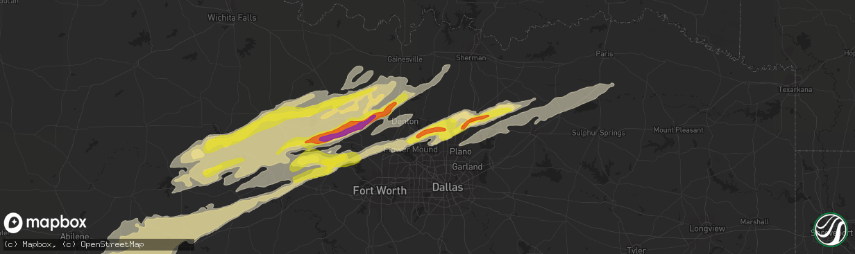 Hail map in Little Elm, TX on February 21, 2022