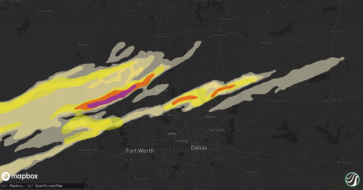Hail map in Little Elm, TX on February 21, 2022