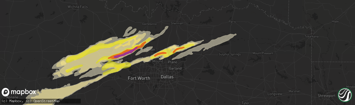 Hail map in Mckinney, TX on February 21, 2022