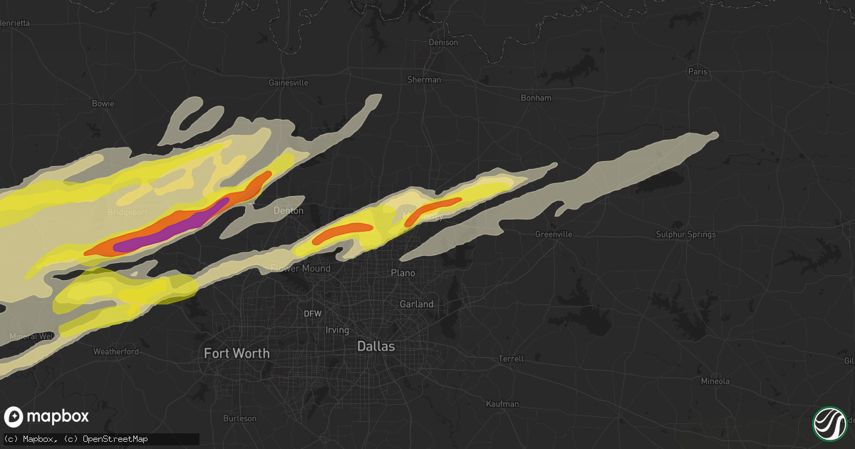 Hail map in Mckinney, TX on February 21, 2022