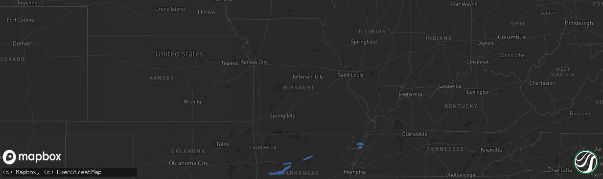 Hail map in Missouri on February 21, 2022