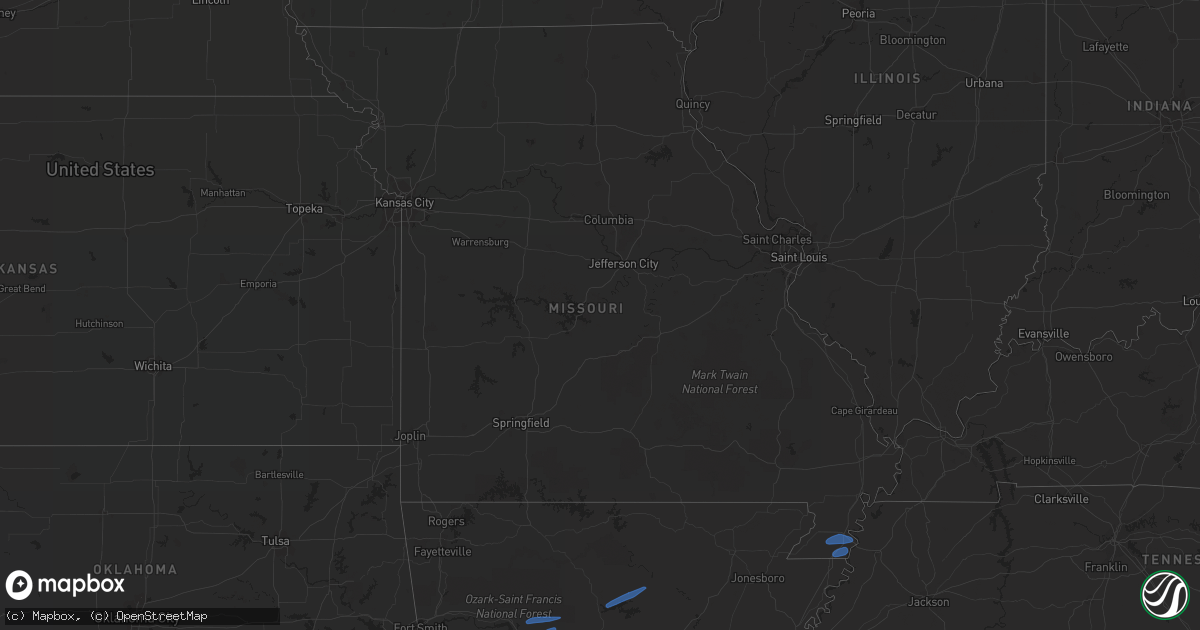 Hail map in Missouri on February 21, 2022