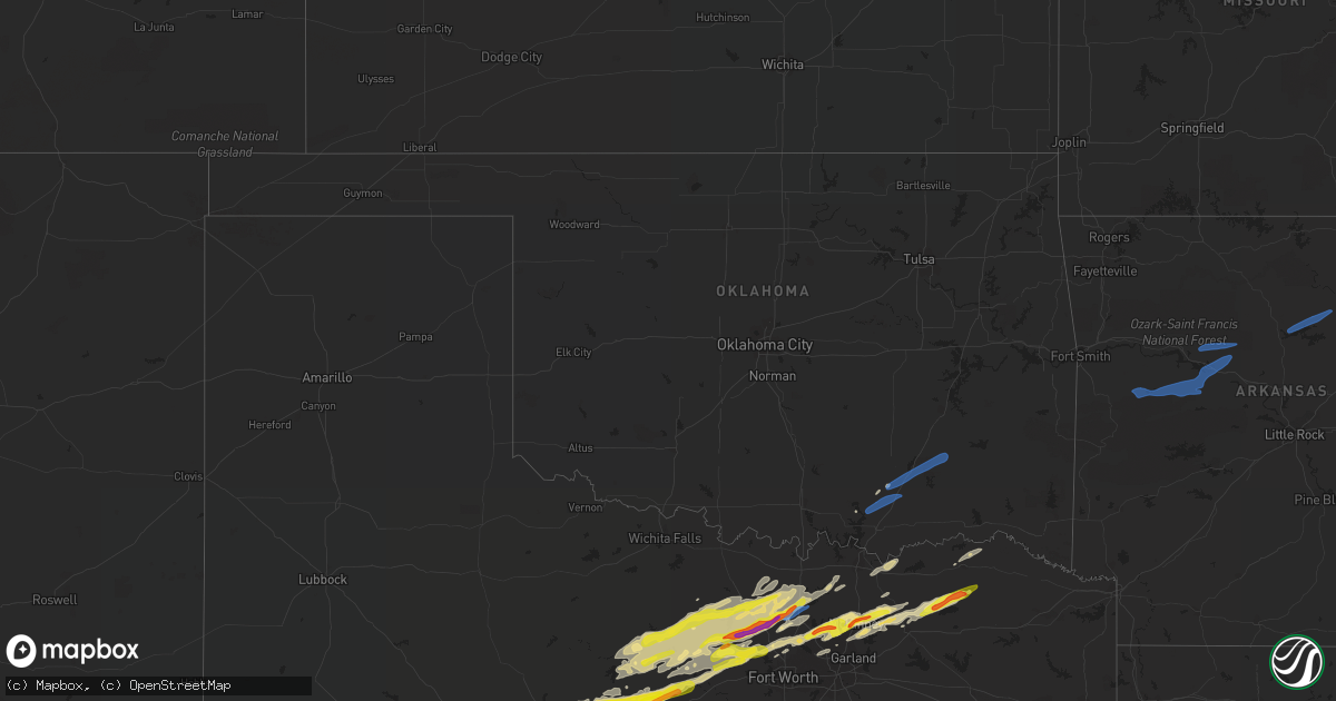 Hail map in Oklahoma on February 21, 2022