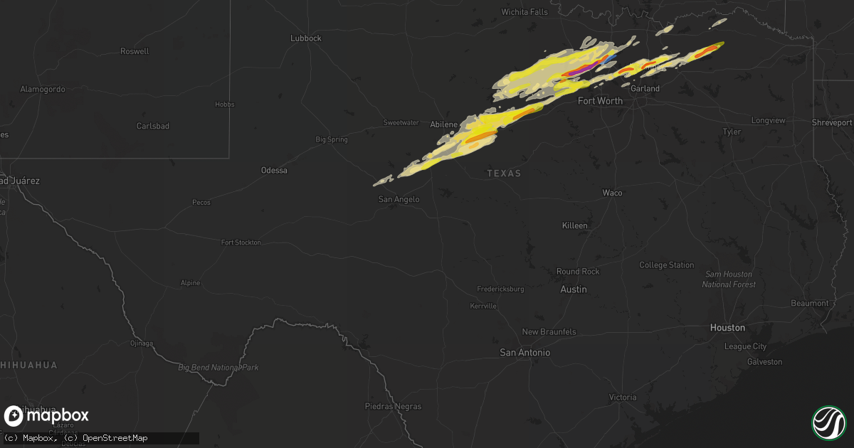 Hail map in Texas on February 21, 2022
