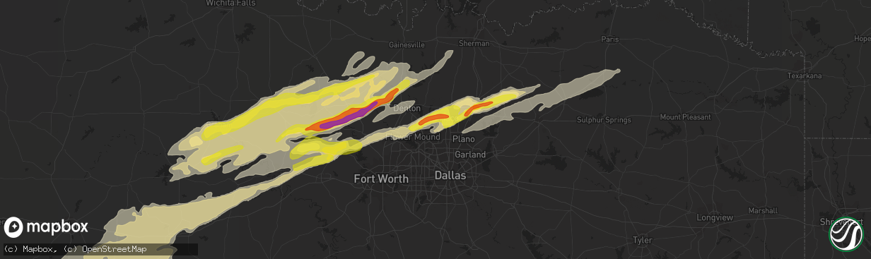 Hail map in The Colony, TX on February 21, 2022