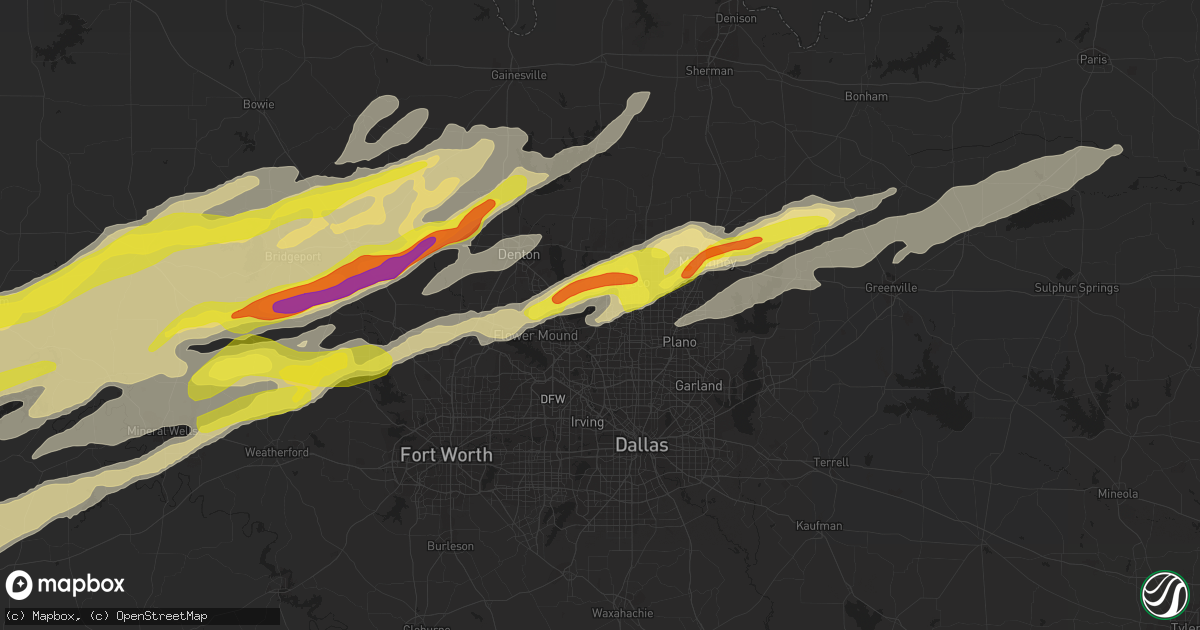Hail map in The Colony, TX on February 21, 2022