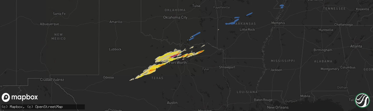 Hail map on February 21, 2022