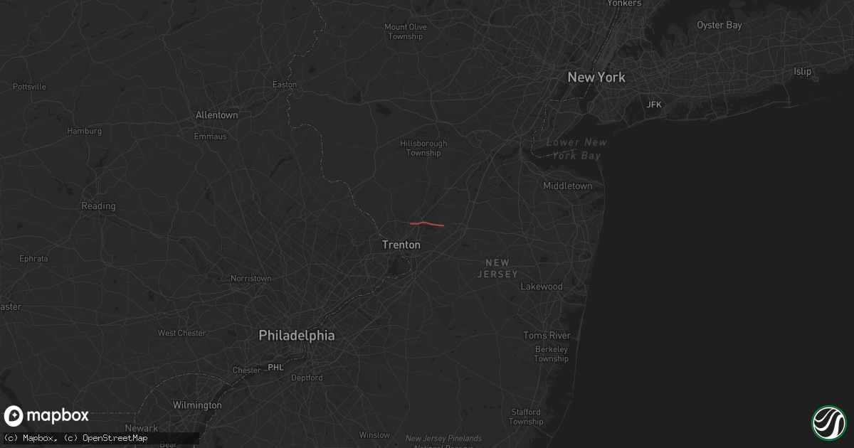 Hail map in Lawrence Township, NJ on February 21, 2023