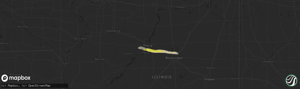 Hail map in East Peoria, IL on February 21, 2024