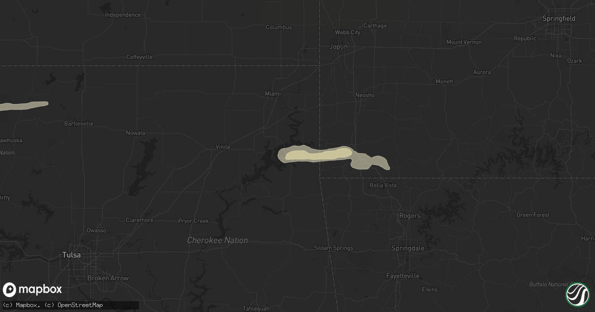 Hail map in Grove, OK on February 21, 2024