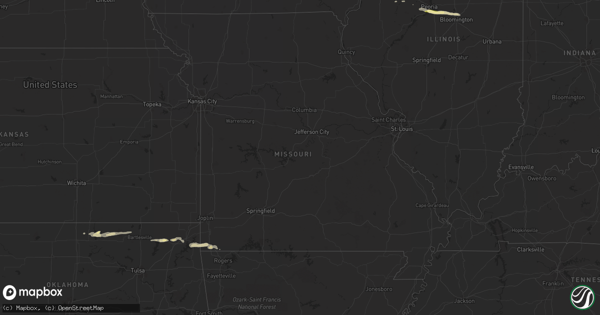 Hail map in Missouri on February 21, 2024