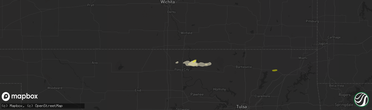 Hail map in Newkirk, OK on February 21, 2024