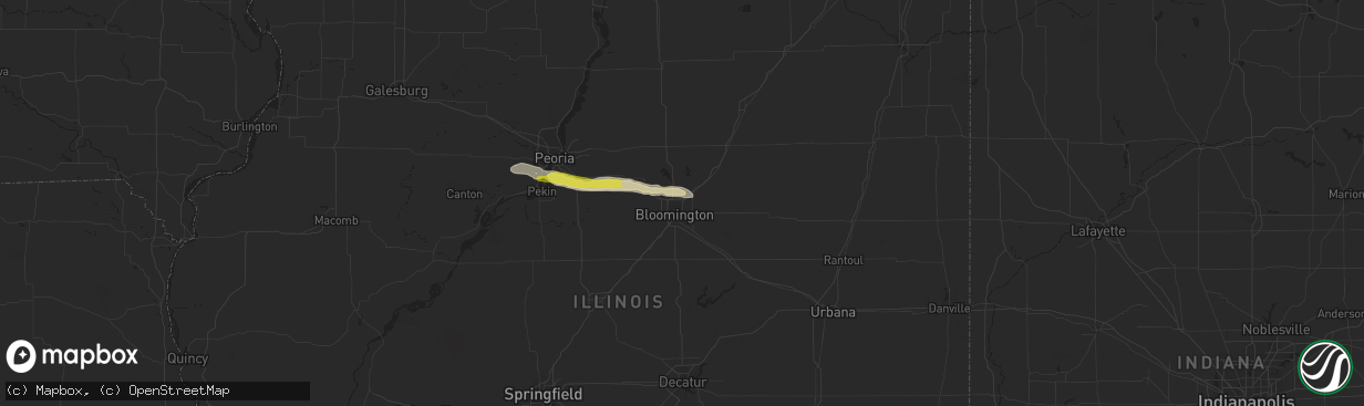 Hail map in Normal, IL on February 21, 2024