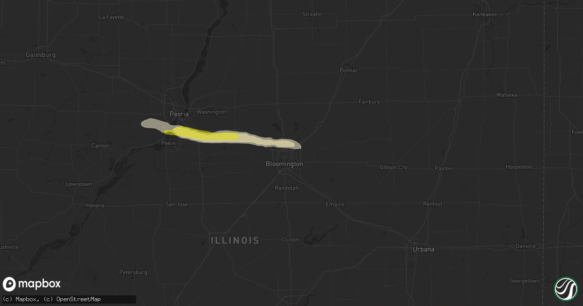 Hail map in Normal, IL on February 21, 2024
