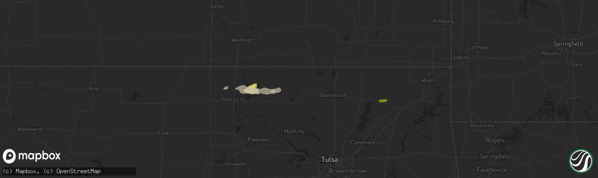 Hail map in Pawhuska, OK on February 21, 2024