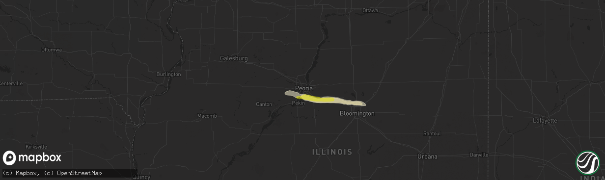 Hail map in Peoria, IL on February 21, 2024
