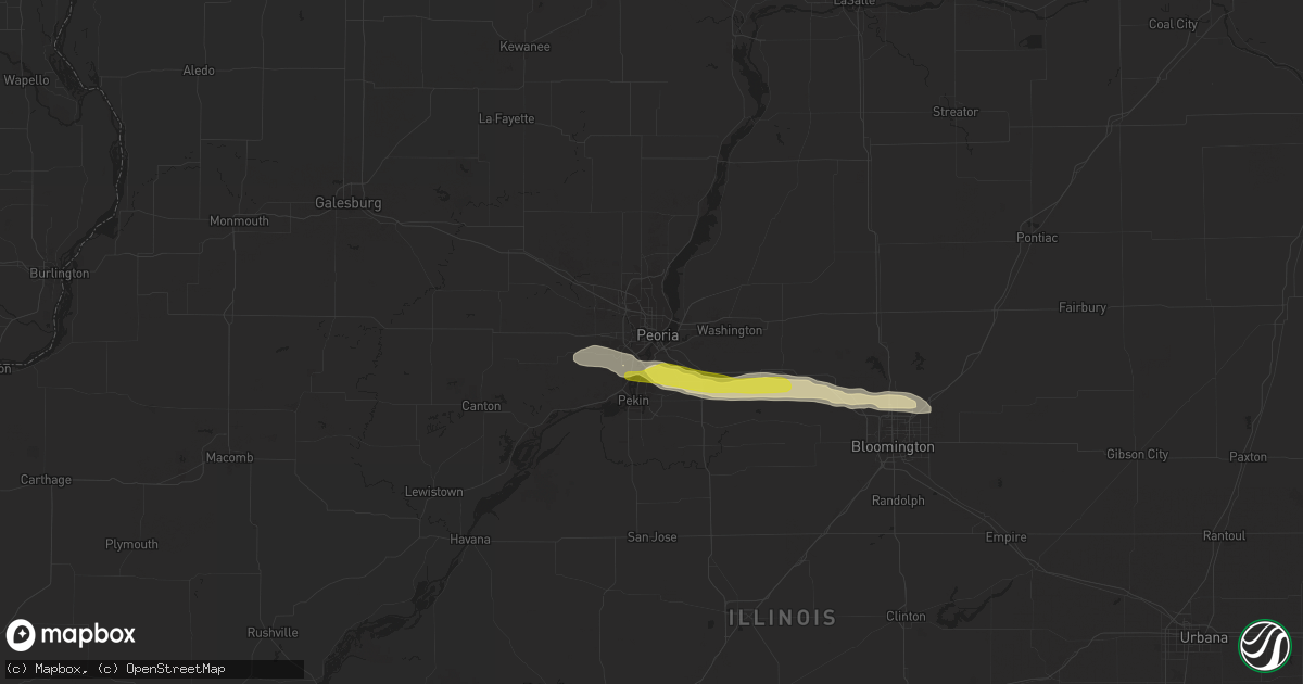 Hail map in Peoria, IL on February 21, 2024