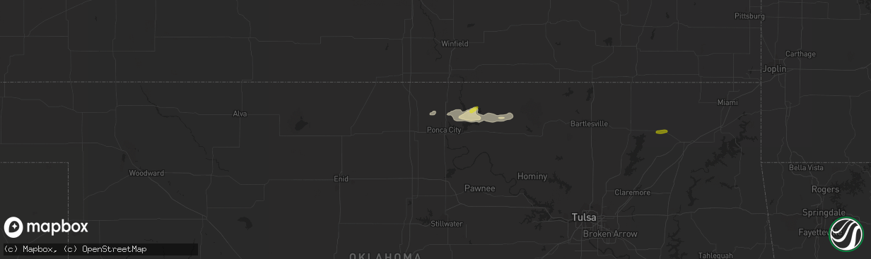 Hail map in Ponca City, OK on February 21, 2024