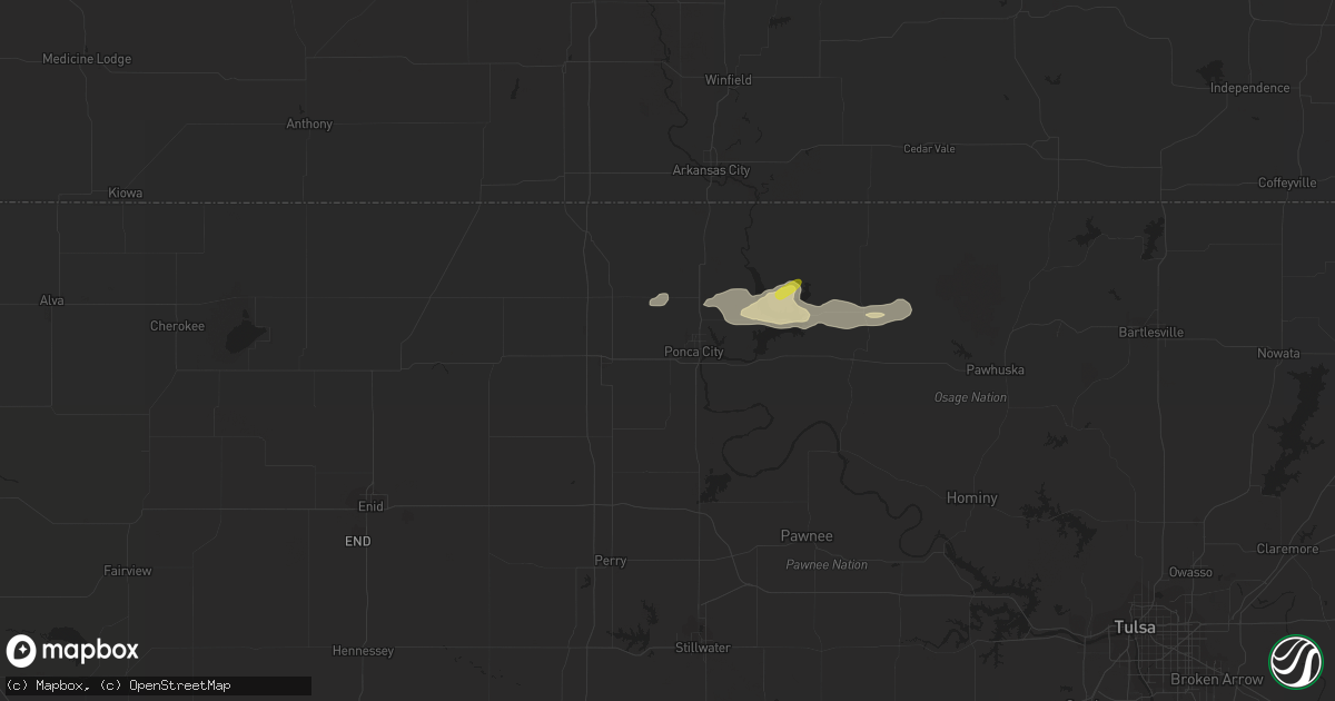 Hail map in Ponca City, OK on February 21, 2024