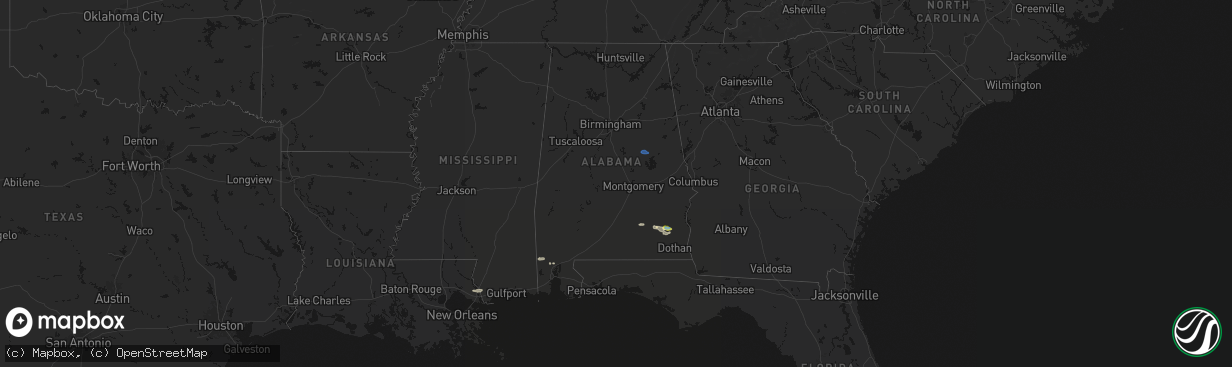 Hail map in Alabama on February 21, 2026