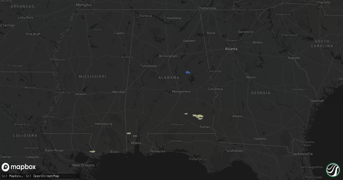 Hail map in Alabama on February 21, 2026