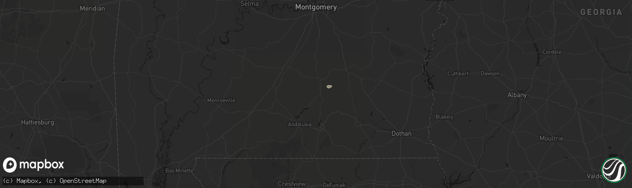 Hail map in Brantley, AL on February 21, 2026