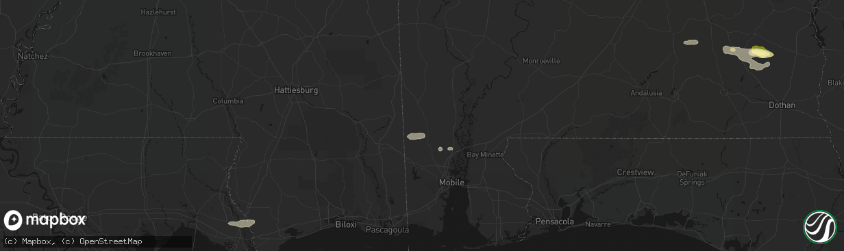 Hail map in Citronelle, AL on February 21, 2026