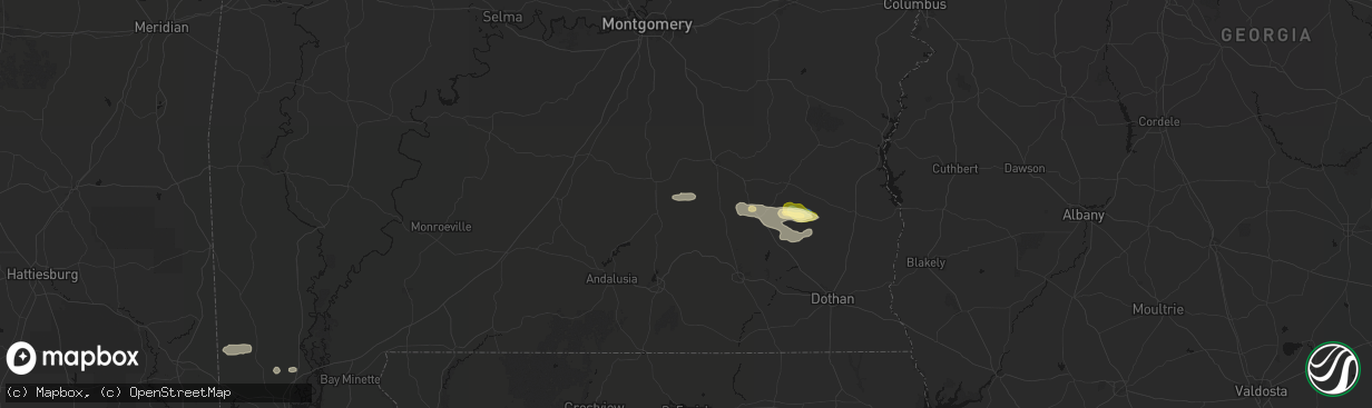 Hail map in Glenwood, AL on February 21, 2026