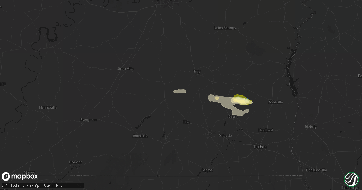 Hail map in Glenwood, AL on February 21, 2026