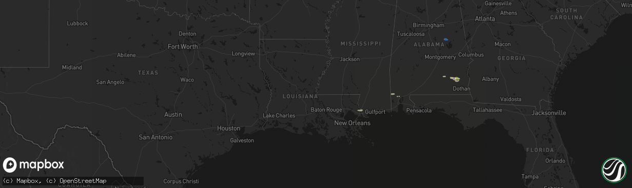 Hail map in Louisiana on February 21, 2026
