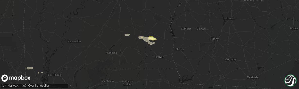 Hail map in Ozark, AL on February 21, 2026