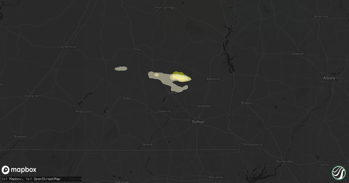 Hail map in Ozark, AL on February 21, 2026