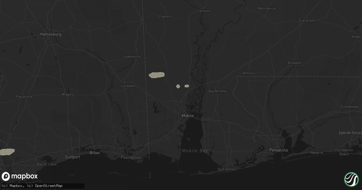 Hail map in Saraland, AL on February 21, 2026