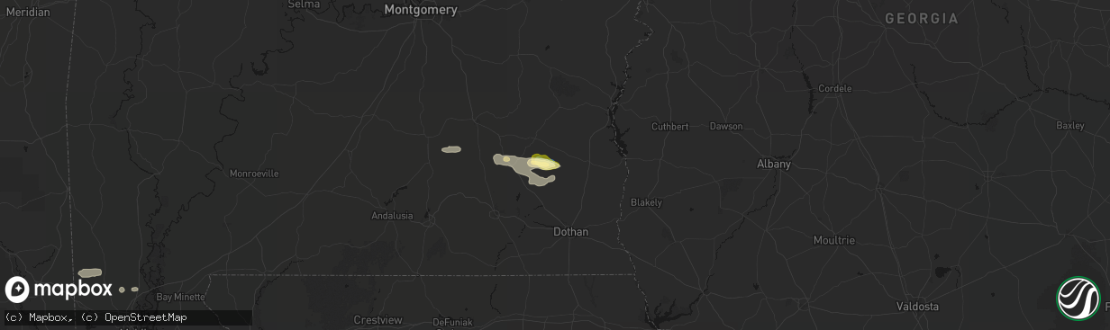 Hail map in Skipperville, AL on February 21, 2026