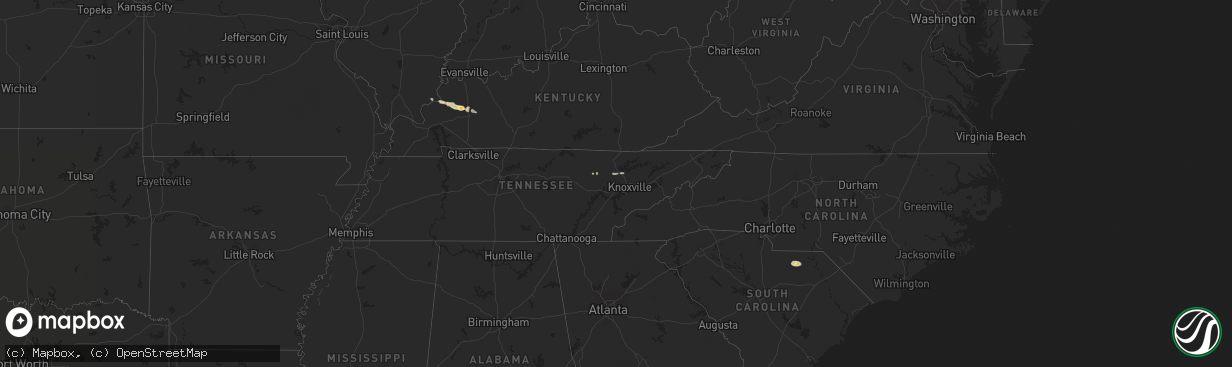 Hail map in South Carolina on February 22, 2012