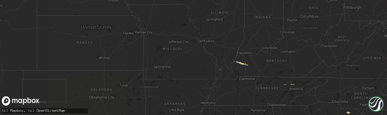 Hail map on February 22, 2012