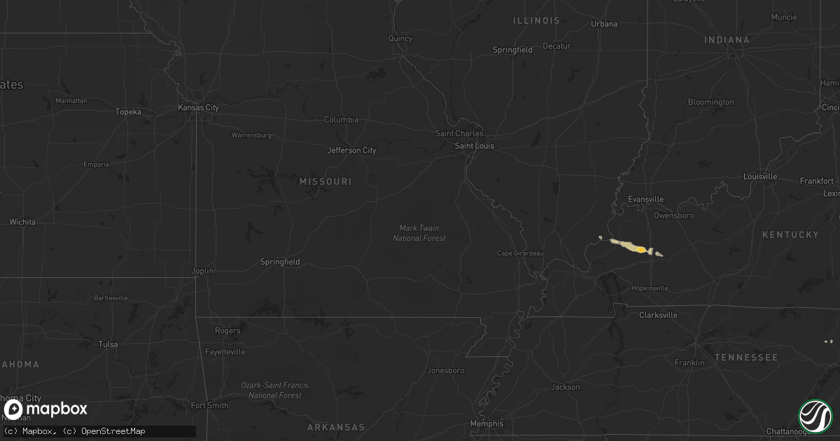 Hail map on February 22, 2012